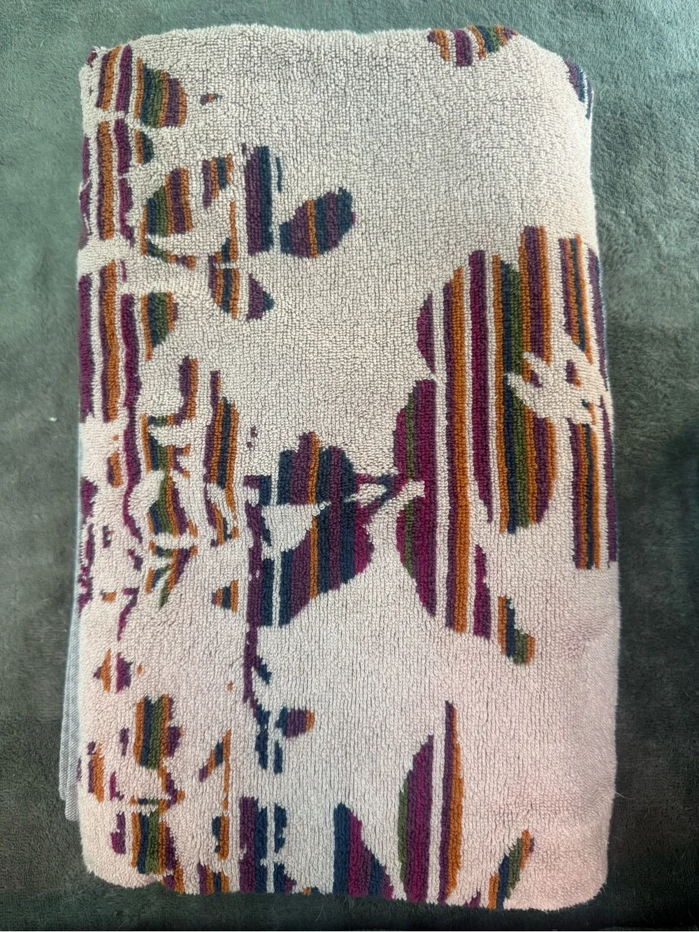 Anthropologie Bath Towel in Pink Floral Stripe 54